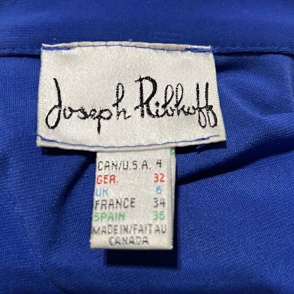 Joseph Ribkoff Short Sleeves Collar Blue Sheath Dress sz 4 - Picture 4 of 5